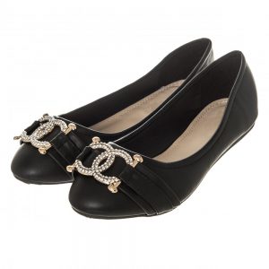 ... flat wedge heel ballerina pumps with diamante brooch ... VJPHBNH