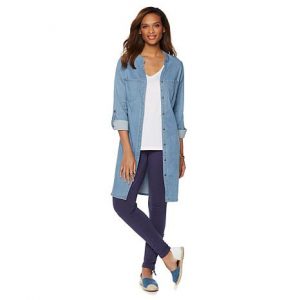 ... wendy williams belted denim shirt dress ... NKZLFBS