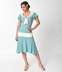 1920s day dresses, tea dresses, garden party dresses unique vintage 1920s  style seafoam ivory PUNBMDA