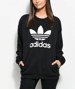 adidas sweatshirt adidas black trefoil crew neck sweatshirt ZKGFNSW