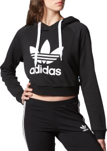 adidas sweatshirt adidas originals womenu0027s cropped graphic hoodie IEQPZUO