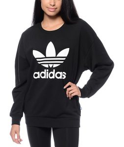 adidas sweatshirt adidas trefoil black crew neck sweatshirt ZTFJBZU