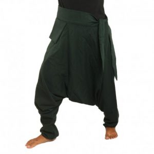 aladdin pants - with small side pocket to the side dark green DAQSMIX