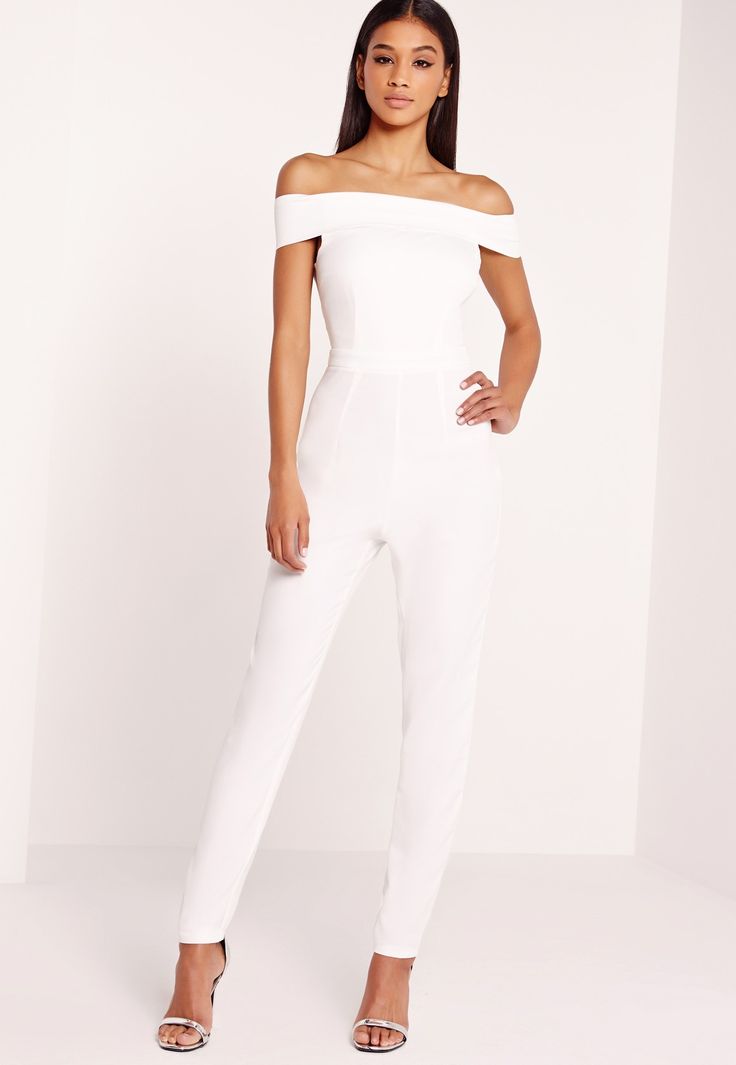 all white jumpsuit bardot jumpsuits are making a huge comeback and this all white beaut is top SBFXFET