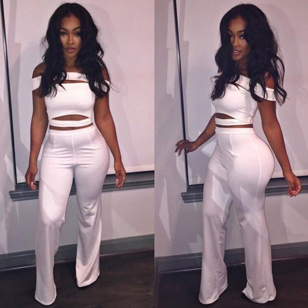 all white jumpsuit jumpsuit clothes instagram model bodycon body white all white everything  t-shirt VFBSPBZ