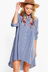 ana embroidered denim shirt dress. hover to zoom JRADHFN