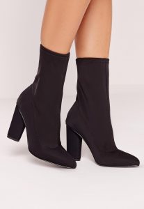 ankle boot pointed toe neoprene heeled ankle boots black IGNYKAR