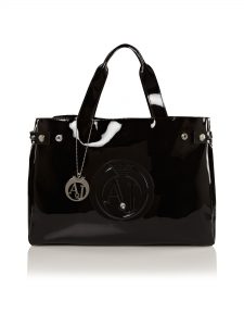 armani bags armani jeans patent black tote bag - house of fraser ZDICKNH