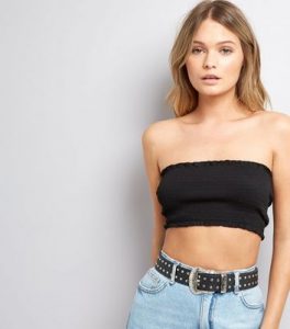 bandeau tops black shirred bandeau crop top | new look GTVJSFK