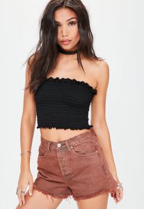 bandeau tops black shirred bandeau top CKPHONZ