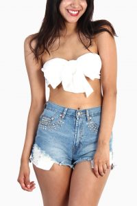 bandeau tops bow bandeau top - white ITBEBVN