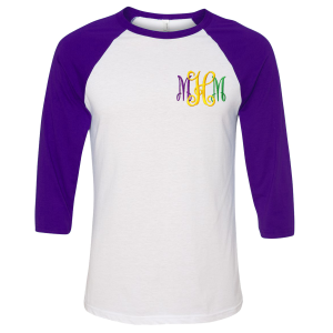 baseball tees monogrammed mardi gras baseball tee - purple NNNCOYS