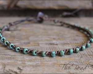 beaded anklet, crocheted anklet, beaded crochet jewelry, boho beach jewelry,  crochet beaded XURLZVO