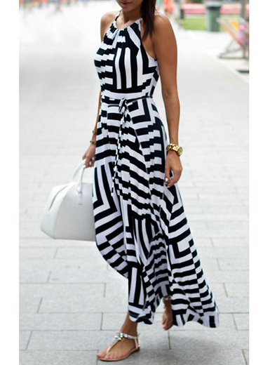 black and white maxi dress halter maxi dress - white black / sleeveless QUNGWHW