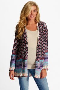 black printed long sleeve chiffon kimono cardigan ... KQUYVUN