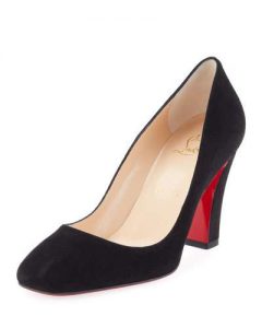 black pumps viva suede 85mm red sole pump, black TOFAAYW