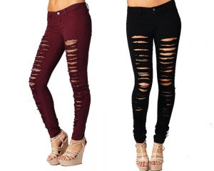 black ripped skinny jeans destroyed skinny jeans red black khaki green women denim ripped colored  pants | ebay QRKGFMN