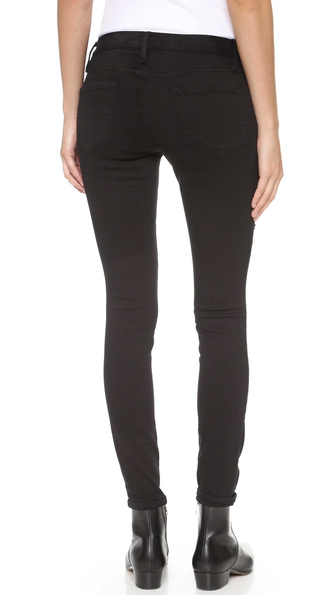 black ripped skinny jeans frame le color rip skinny jeans | shopbop YVMHECC
