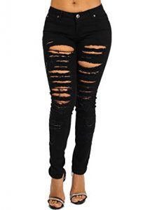 black ripped skinny jeans high waisted ripped destroyed distressed black skinny jeans 10351a-3 GZNOILW