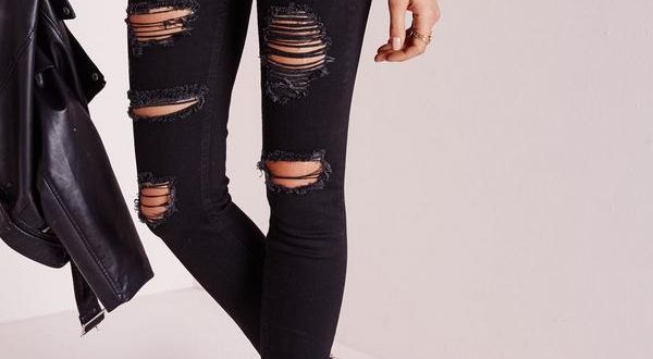 girls black ripped skinny jeans