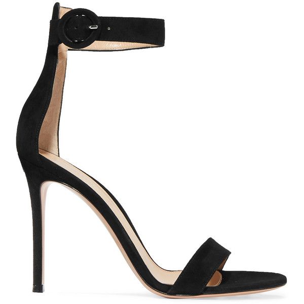 black strappy heels gianvito rossi portofino suede sandals ($650) ❤ liked on polyvore featuring  shoes, sandals. black VOEHCRG