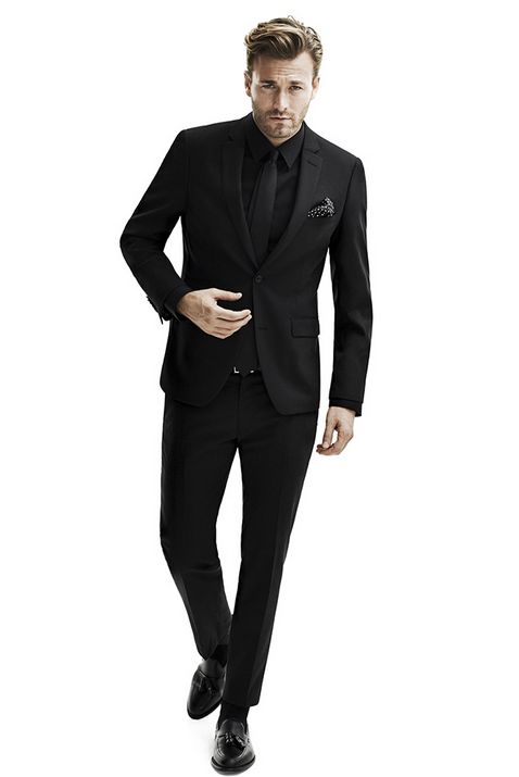 black suits all black, suit, vest, tie #style BJSUPUC