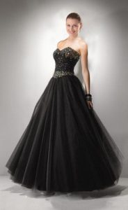 black wedding dresses hot beading sweetheart tulle black wedding dress XSFVSOB