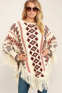 boho poncho - retro print poncho - poncho sweater - sweater poncho - $58.00 APTYRXC