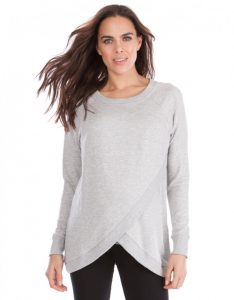 breastfeeding tops ... grey marl crossover maternity u0026 nursing sweater RDWMDIA