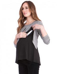 breastfeeding tops grey marl open back maternity u0026 nursing ... PJMWPXL