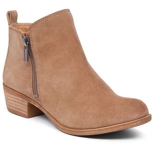 brown ankle boots lucky brand basel flat bootie ($120) ❤ liked on polyvore featuring shoes,  boots JZYAMGB