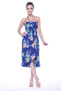 butterfly hawaiian dress in hibiscus blue YUQYGJQ