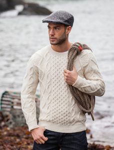 cable knit sweater aran cabled sweater- fisherman sweater - natural white CWEHXKI