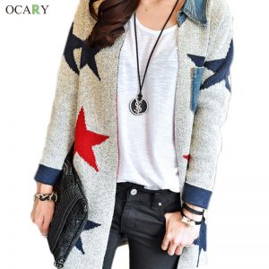 cardigans for women aliexpress.com : buy 2017 women fashion casual tricotado star print long cardigan  women knitted DVKFOKK