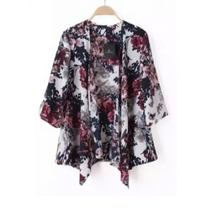 chiffon kimono cardigan floral print (multicolor) XFIPKHR