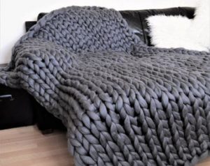 chunky knitted blanket, natural merino wool super chunky gigantic wool  throw. 100% cruelty QPHWAXR