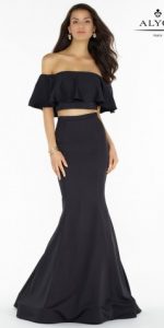 classic dresses two piece off the shoulder stretch prom dress - alyce paris - 6835 EQENMNA