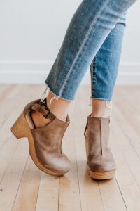 clog boots restock: free people: amber orchard clog in taupe YFKFTPF