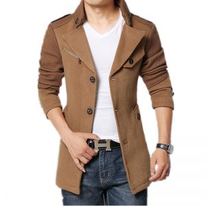 coats for men 2017 brand winter jacket coat men turnd-down collar slim fit mens pea coat  khaki TKTXFYU