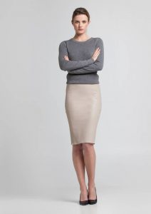 coco leather pencil skirt cream ... BMVYLYG