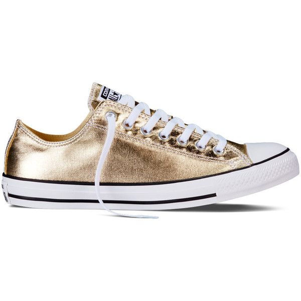 converse chuck taylor all star metallic - light gold sneakers (78 cad) ❤  liked EBCJPOB