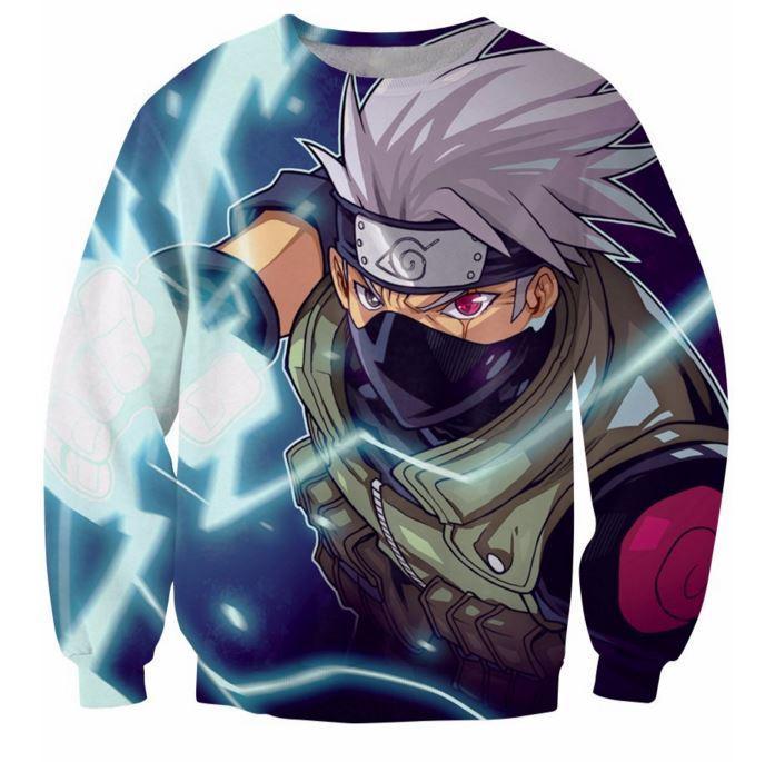 cool sweatshirts kakashi hatake cool 3d flash full print crewneck sweatshirt - konoha stuff WBIHVTX