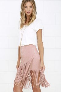 cool vegan suede skirt - blush skirt - fringe skirt - midi skirt - $42.00 SIDTGMZ