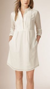 cotton dresses pleat detail cotton shirt dress IWBJVAZ