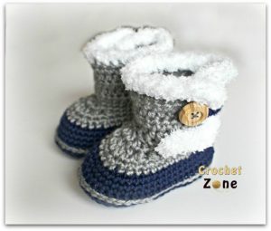 crochet baby booties fur topped baby booties HTFRDPT