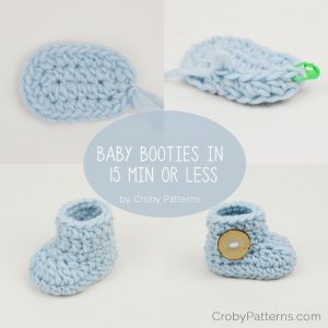 crochet baby booties in 15 minutes or less! by croby patterns PDFILYB