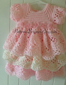 crochet baby dress pt014 - 3-12 months - crochet baby layers dress, baby dress, layers dress, crochet TALDYMT