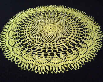 crochet doilies crochet doily - round doilies - large doily - yellow doily - home decor - LBGTAPU
