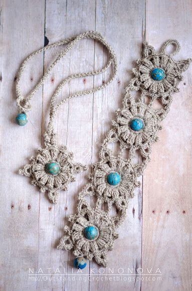 crochet jewelry patterns bracelet/wrist cuff u0026 necklace set windrose pattern by natalia kononova GFOXNBU