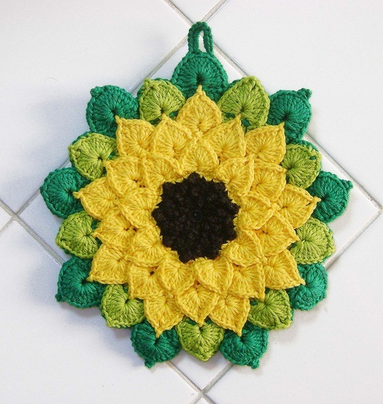crochet potholders girassol - pega-panela - potholder by coloridoecletico - por cristinau2026 QSENTZD